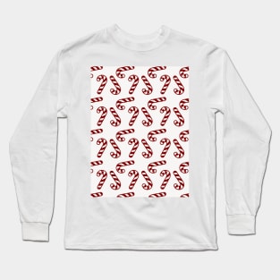 Large Dark Christmas Candy Apple Red Candy Canes on White Long Sleeve T-Shirt